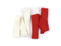 Mini Rodini leggings red/offwhite multi (2-pack)